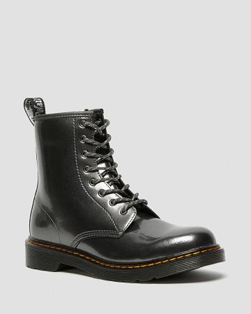 Kids' Dr Martens Youth 1460 Metallic Lace Up Boots Grey | AU 710TCE